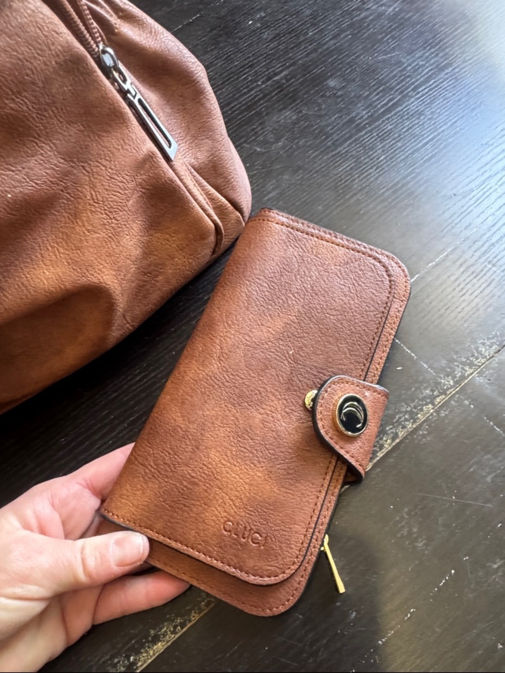 CLUCI Tan Faux Leather Backpack with Tassel Accent - Picture 5 of 10